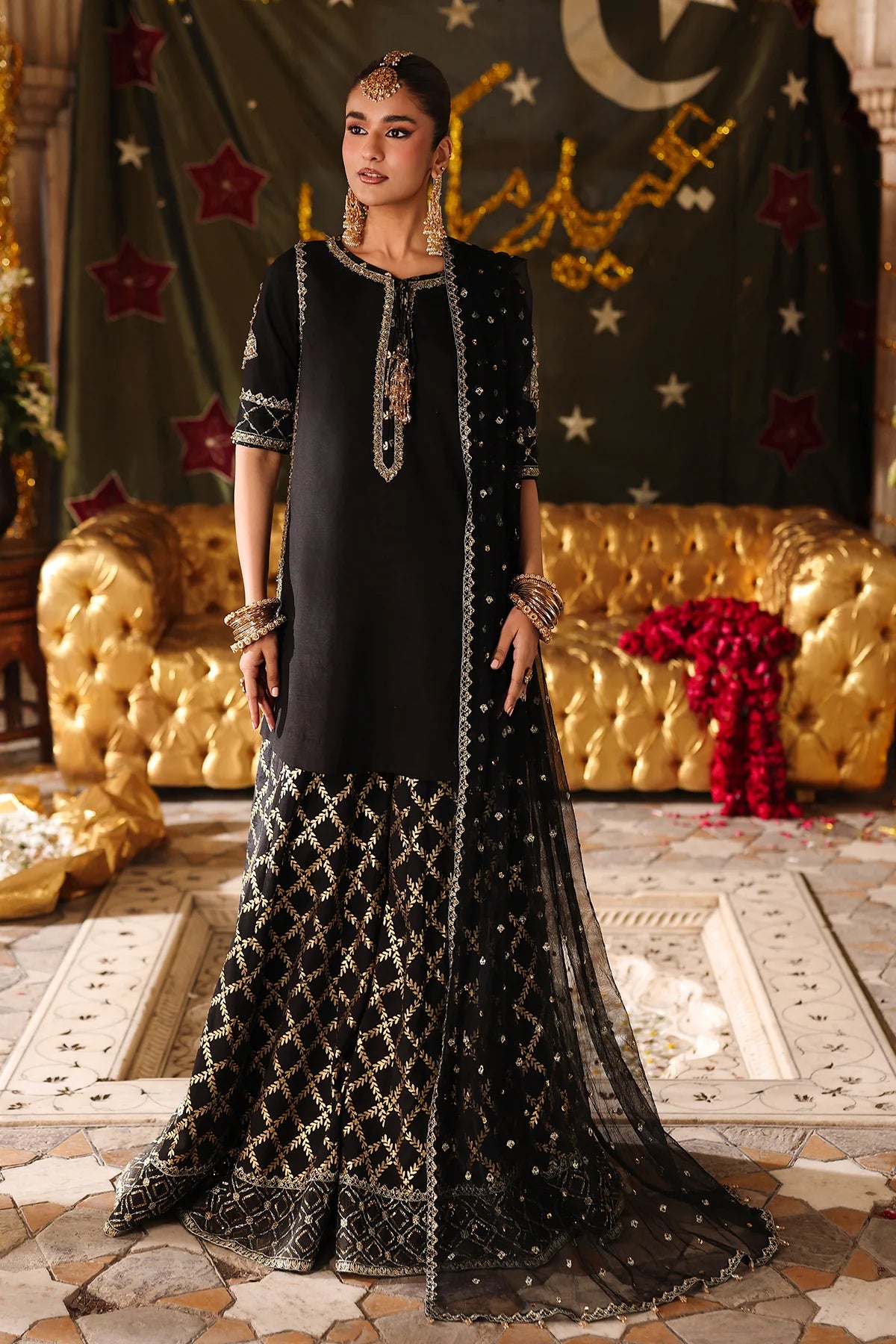 3-PC Embroidered Raw-Silk Suit by Charizma
