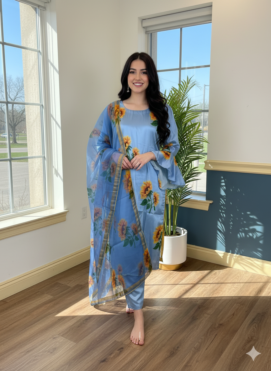 Pakistani raw silk salwer kamiz ( tulip pant with accessories)