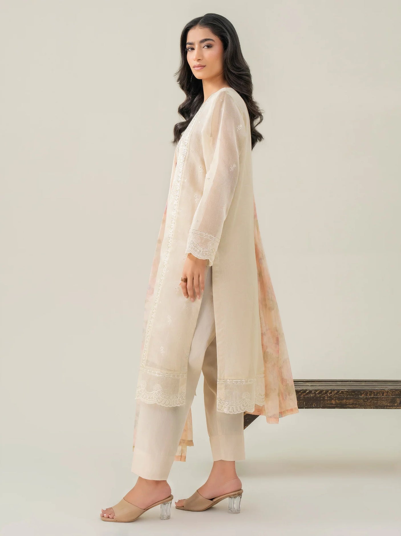 LimeLight 3 Piece Rajjo Net Suit-Embroidered