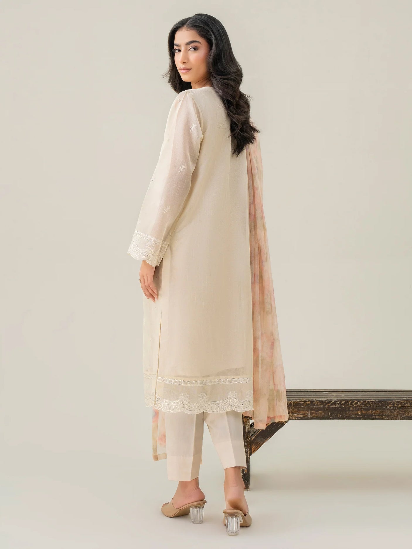 LimeLight 3 Piece Rajjo Net Suit-Embroidered