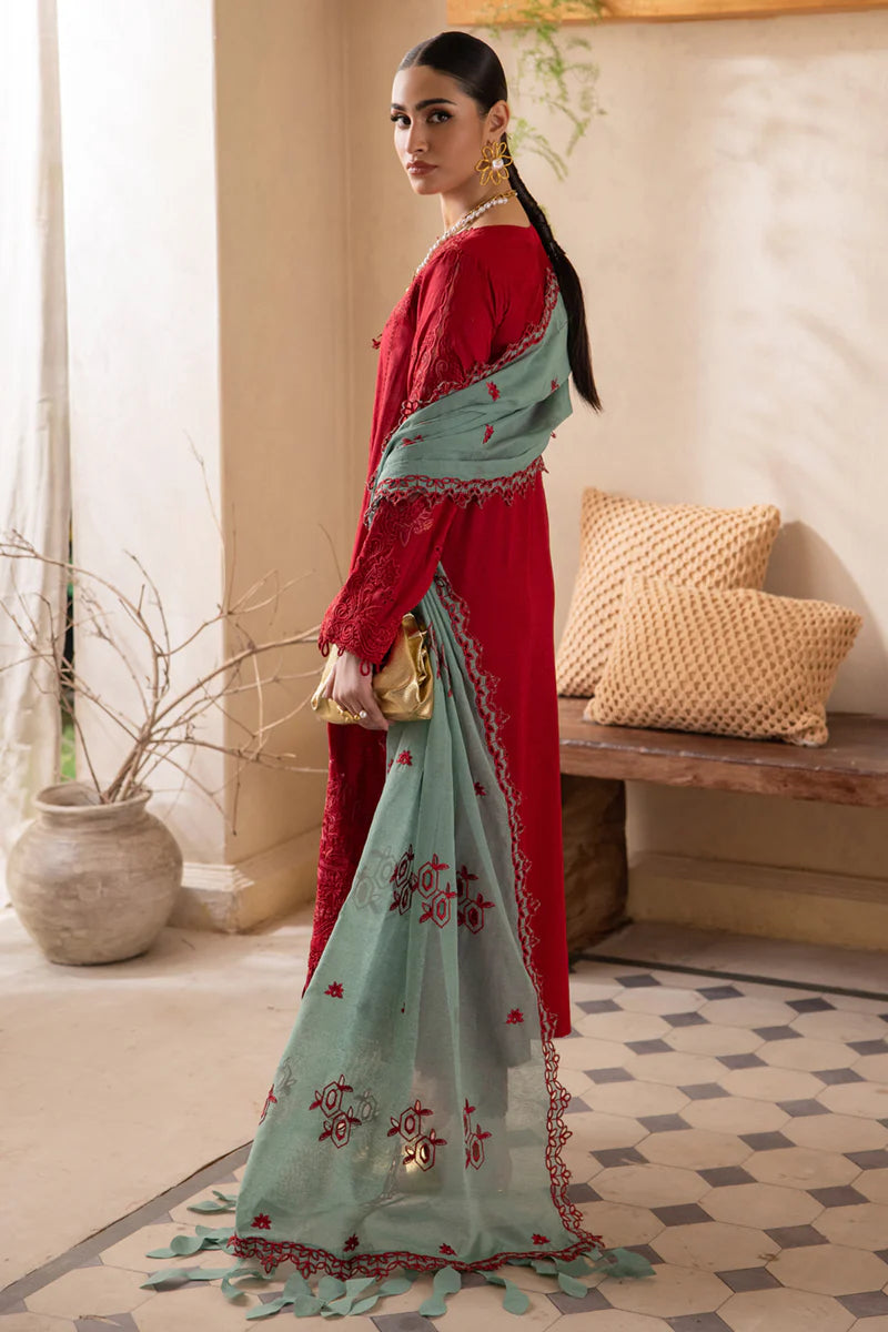 Qalamkar luxury embroidered lawn