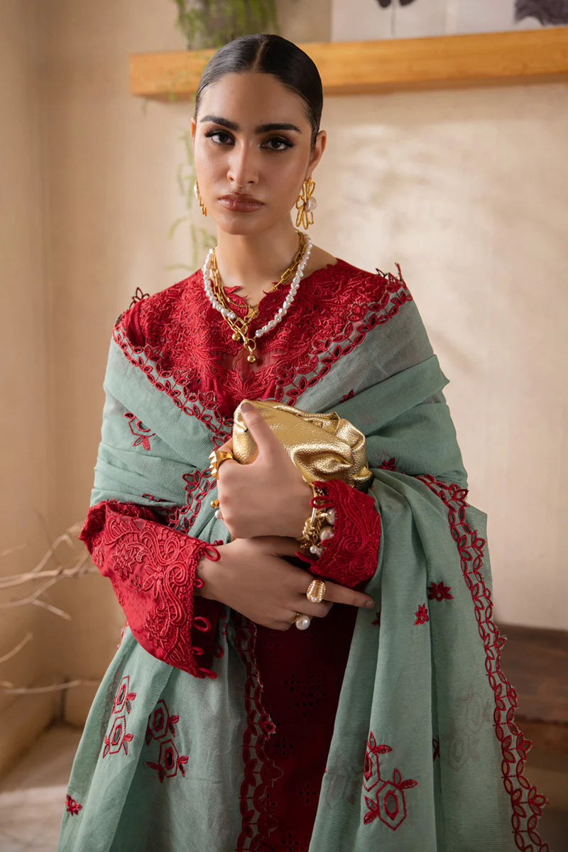 Qalamkar luxury embroidered lawn