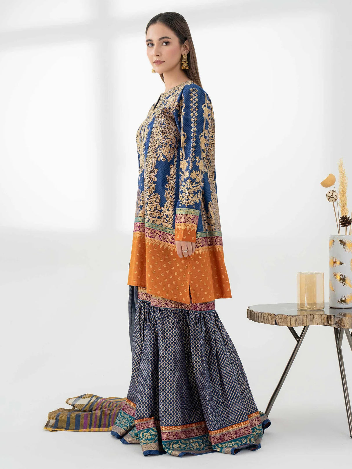 LimeLight 3 Piece Cambric Suit-Embroidered