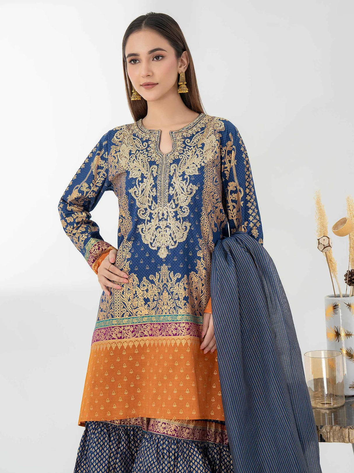 LimeLight 3 Piece Cambric Suit-Embroidered