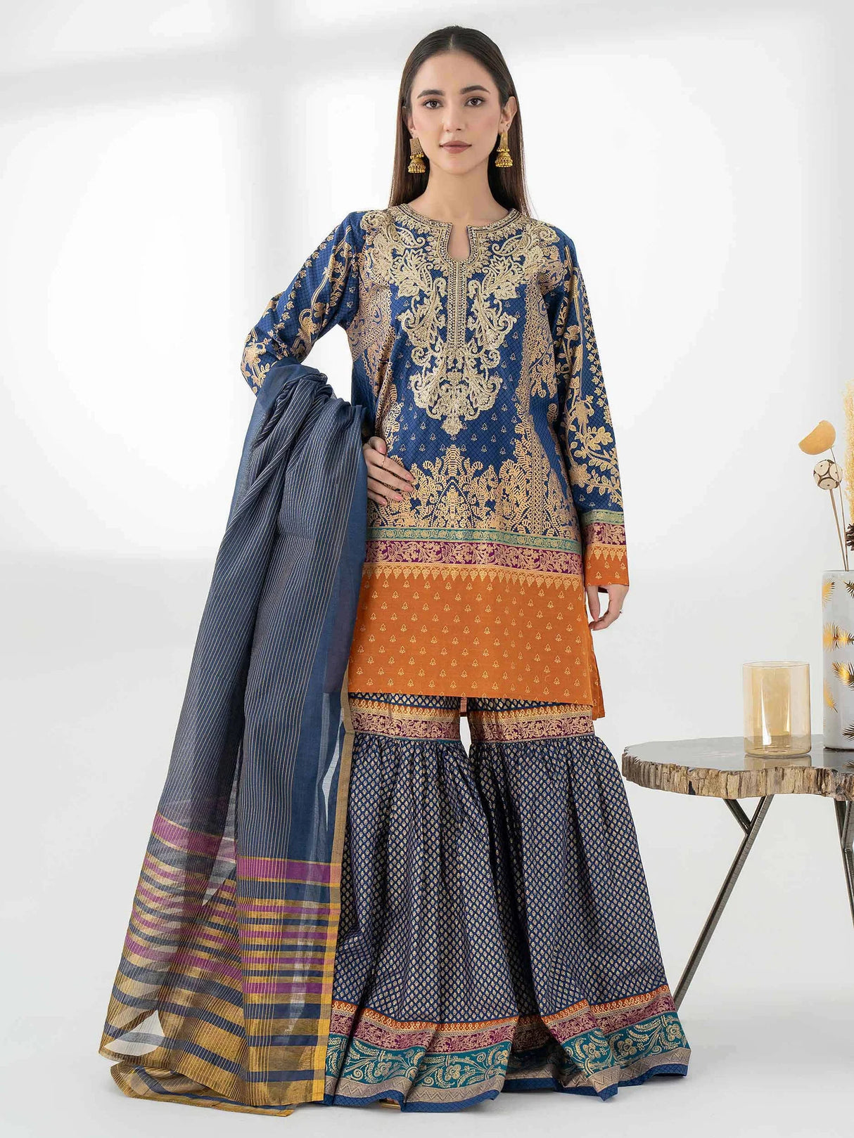 LimeLight 3 Piece Cambric Suit-Embroidered