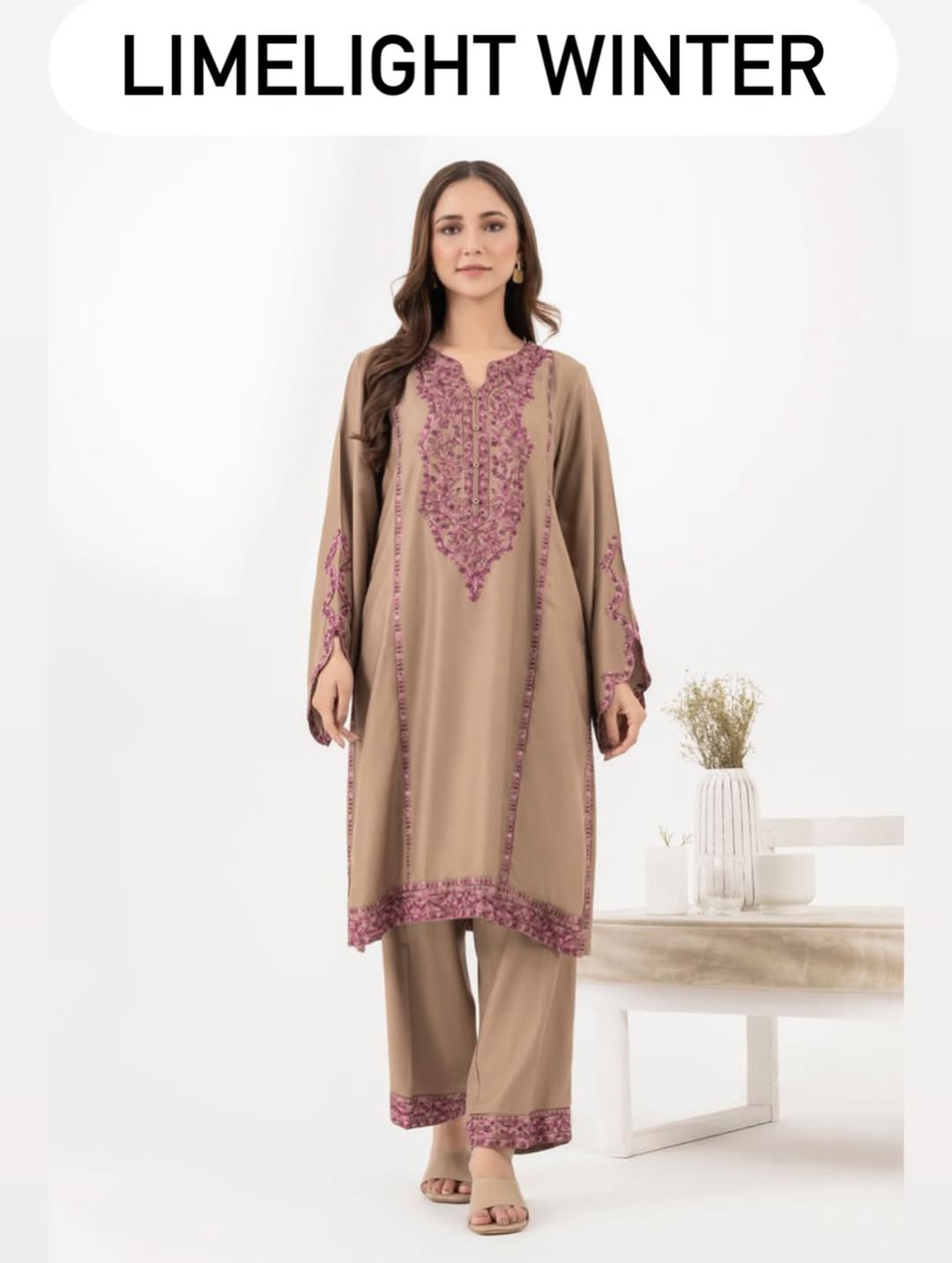 2 Piece Crepe Suit-Embroidered By LimeLight