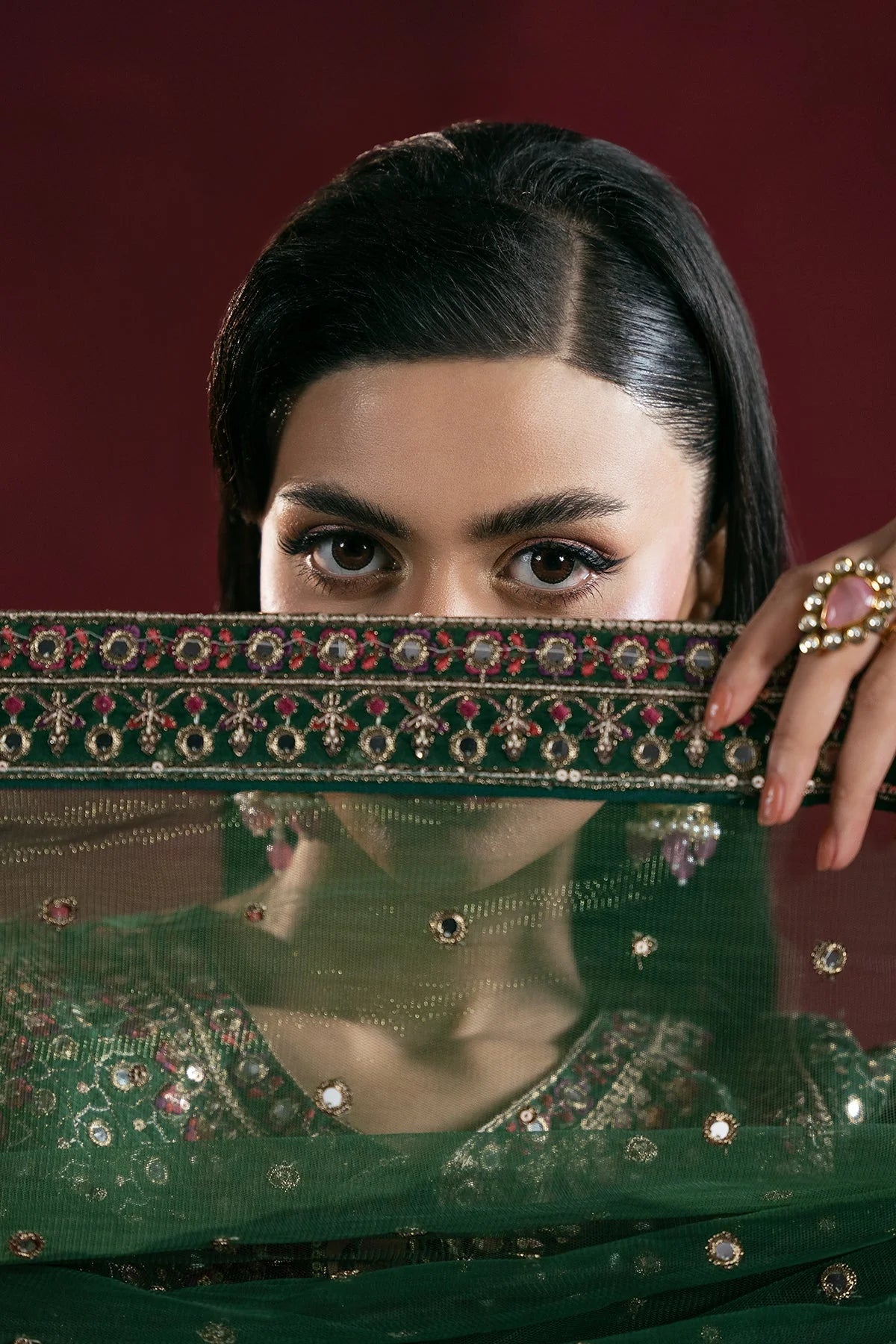 3-PC Embroidered Raw-Silk Suit by Charizma