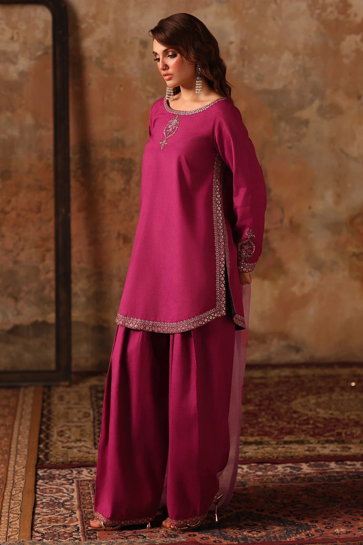 Charizma Embroidered Raw-Silk Suit