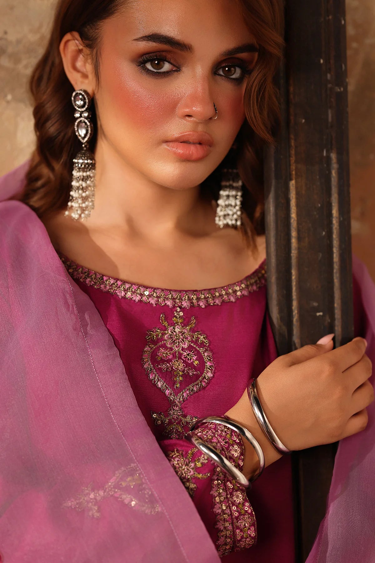 Charizma Embroidered Raw-Silk Suit