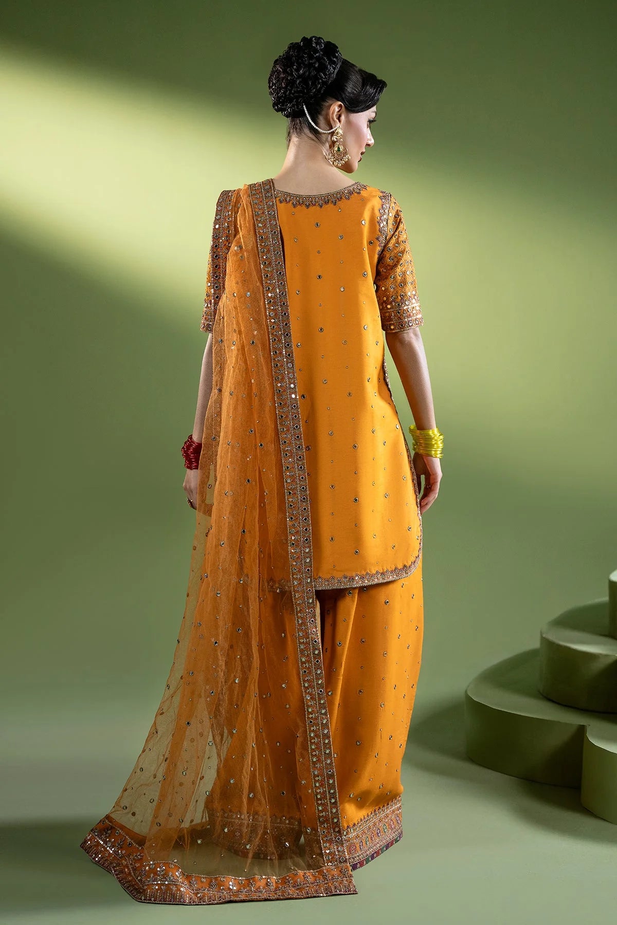 3-PC Embroidered Raw-Silk Suit by Charizma