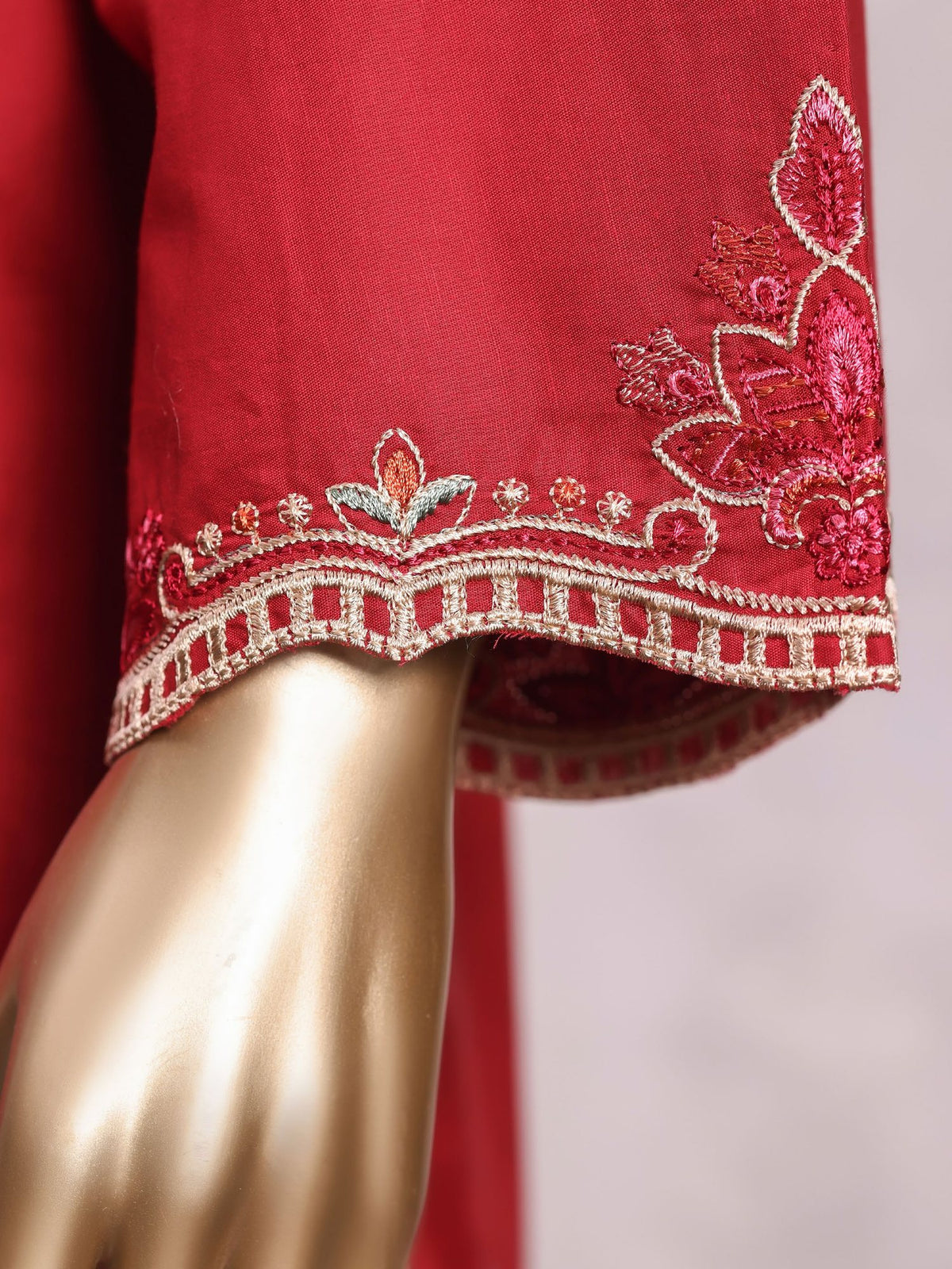 Eclair By Sadabahar Vol-3 Red - sleeve embroidery