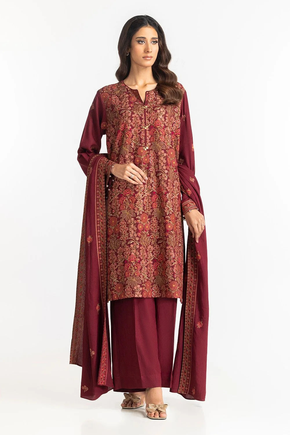 Gul Ahmed Karandi Embroidered Suit