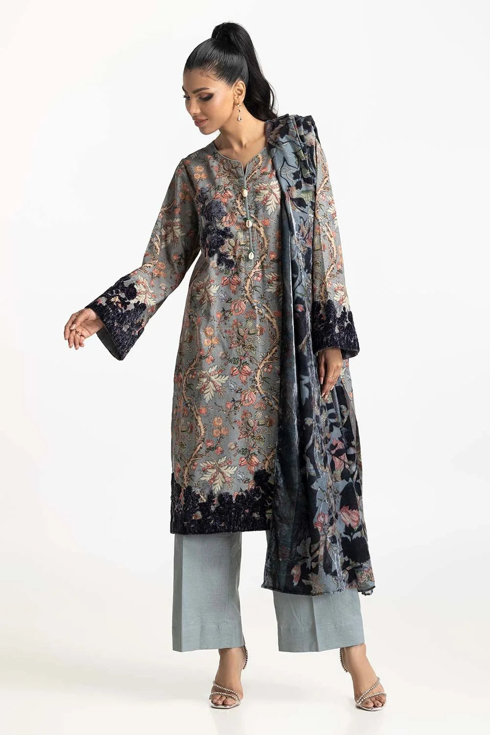 Gul Ahmed Khaddar Embroidered Suit