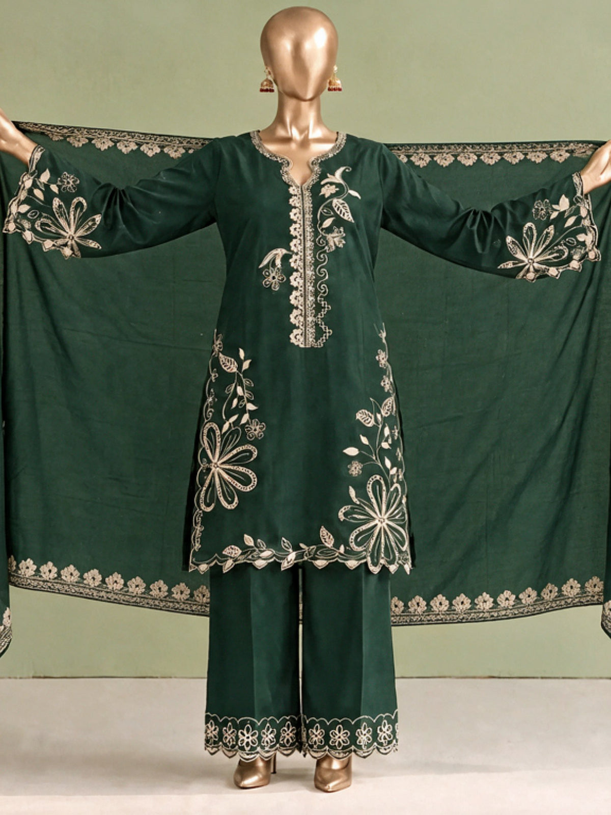 Maahi By Bin Saeed Marina Bottle Green - Front