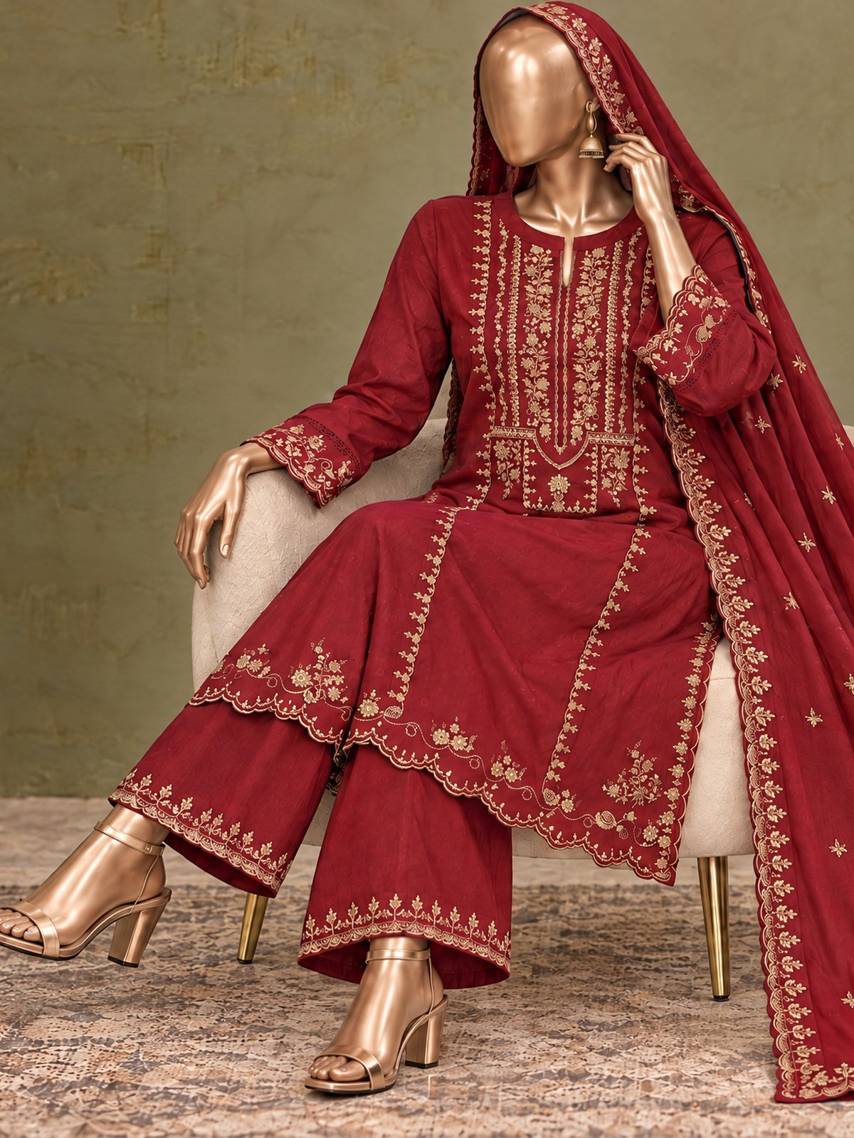 Maahi By Bin Saeed Marina Red - Front