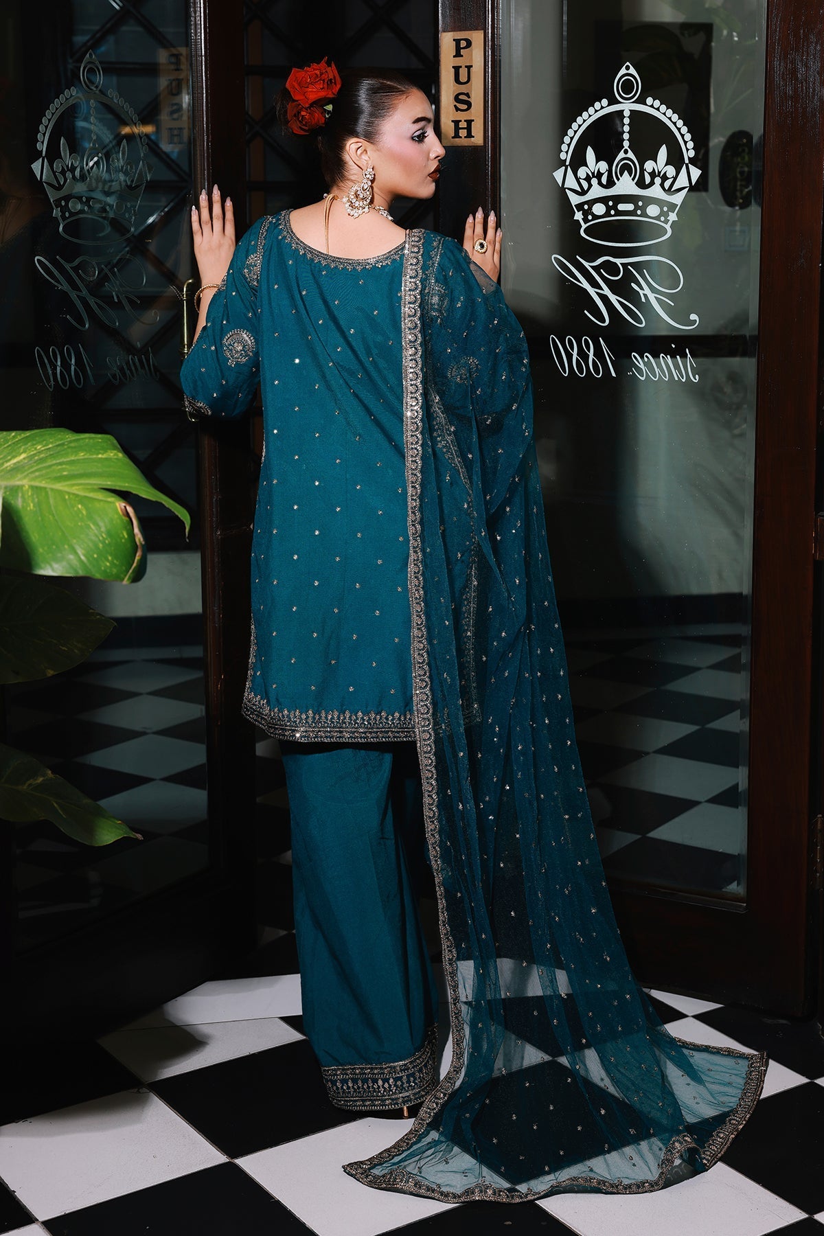 3-PC Embroidered Raw-Silk Suit by Charizma