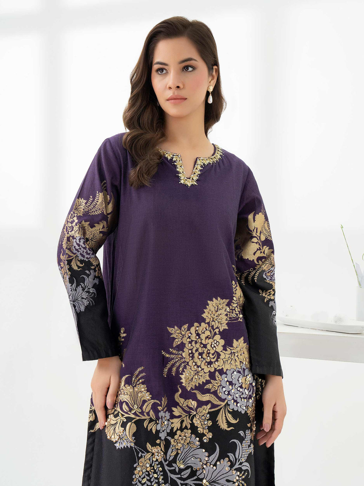 Jacquard Shirt-Embellished 1 pc by LimeLight