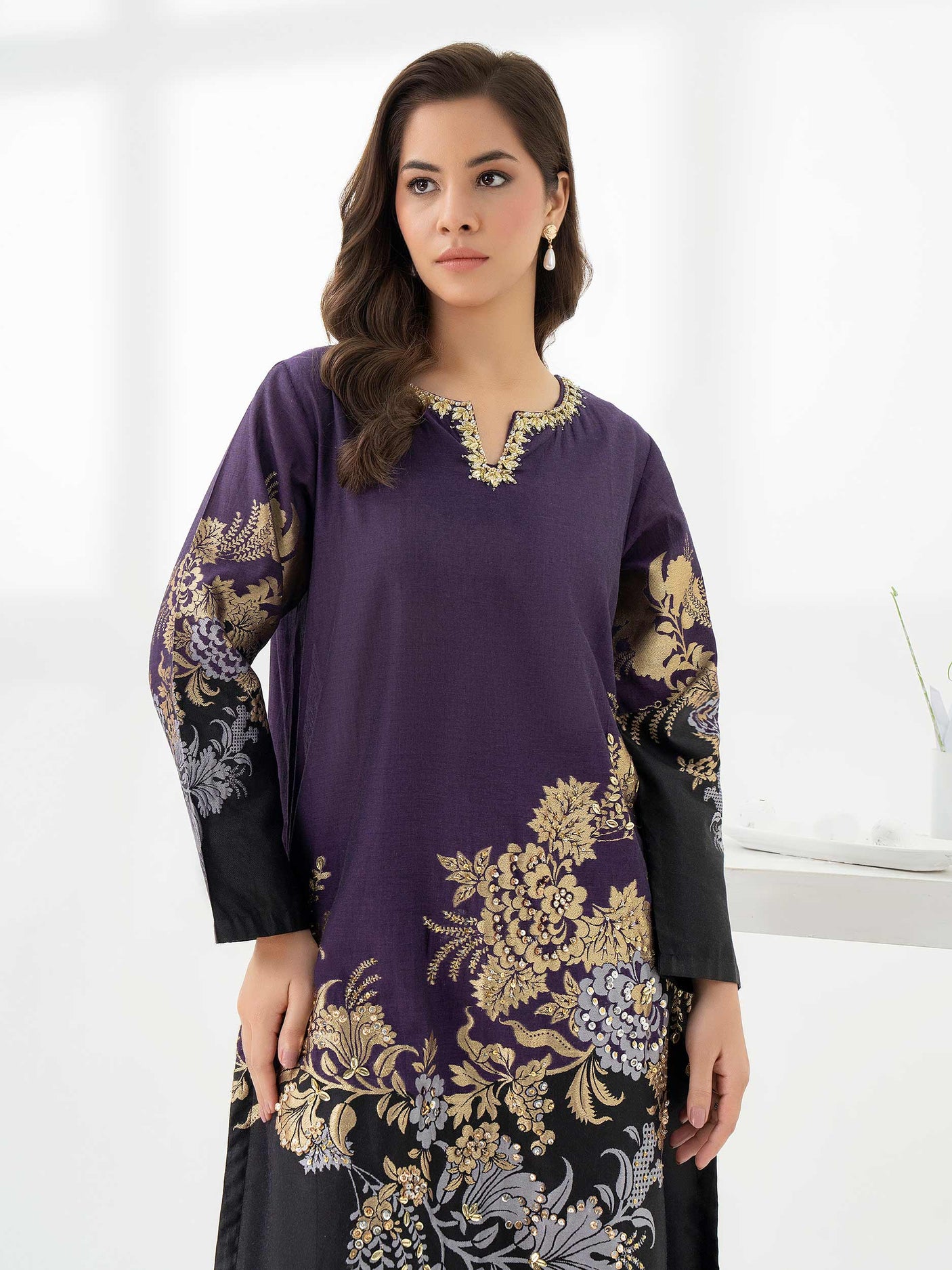 Jacquard Shirt-Embellished 1 pc by LimeLight
