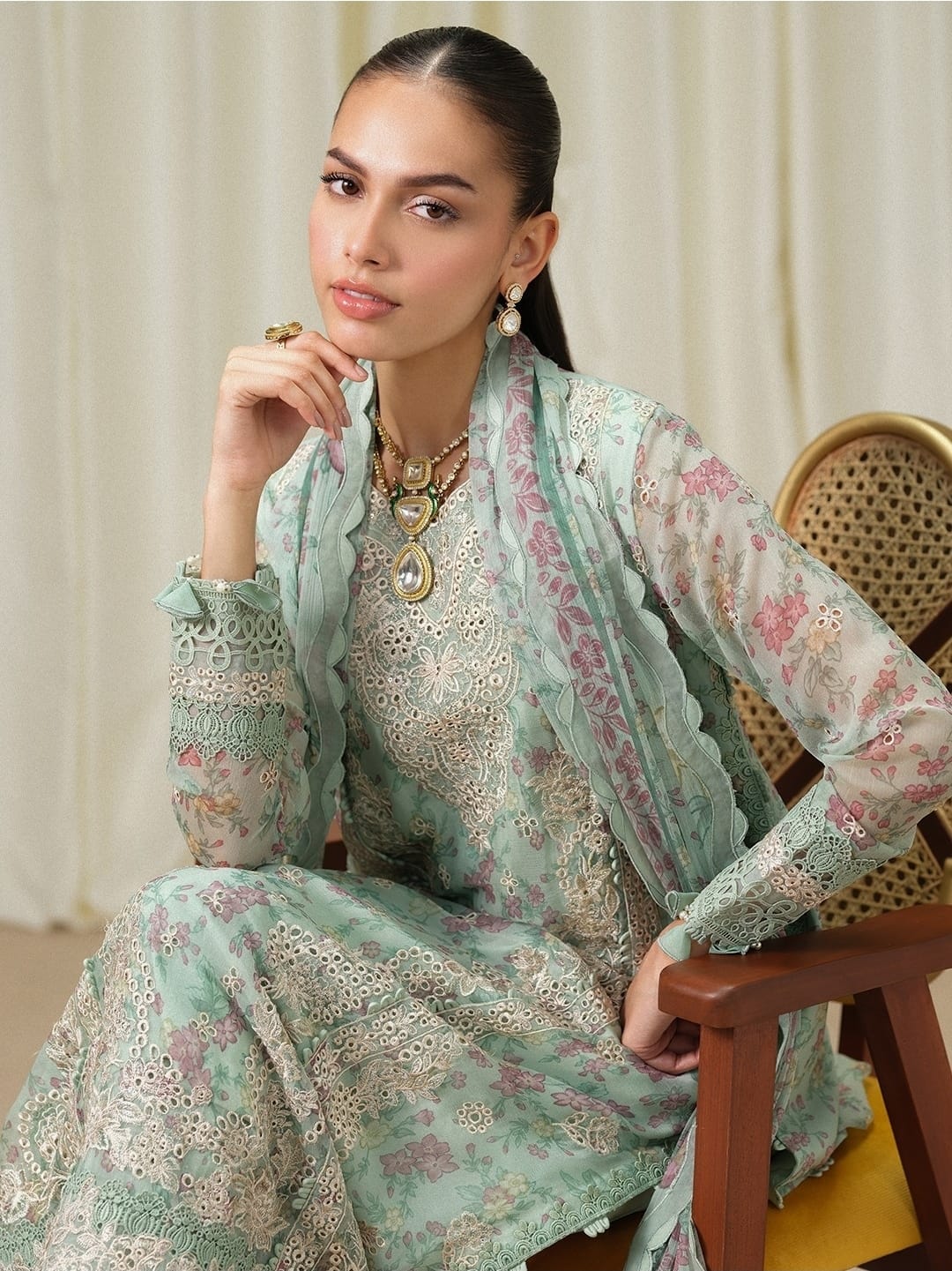 Sapphire Luxury Embroidered Chiffon Suit