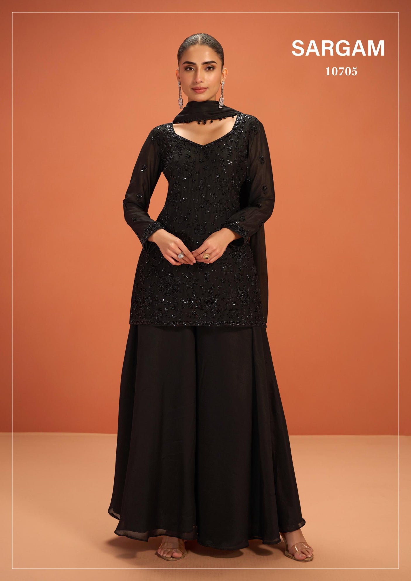 Indian Chinon Silk Sharara Palazzo Suit
