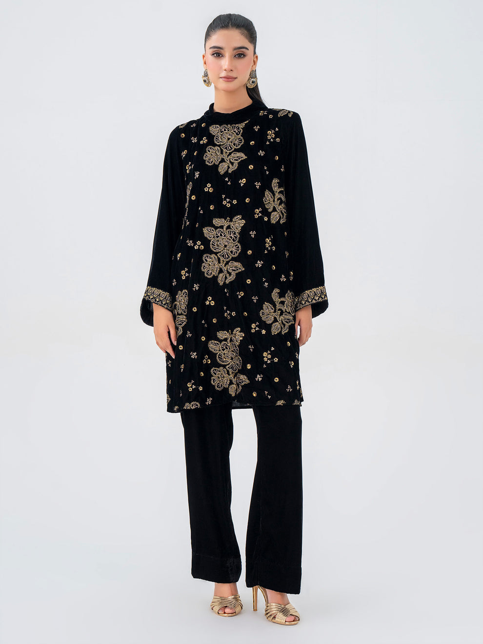 2 Piece Velvet Suit-Embroidered by LimeLight