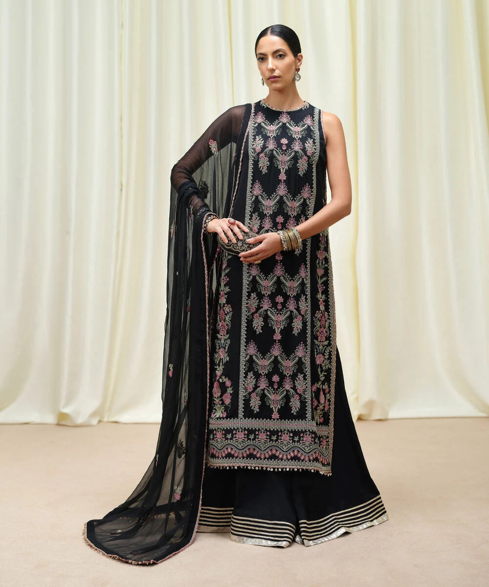 3 Piece - Embroidered Chiffon Suit by Sapphire