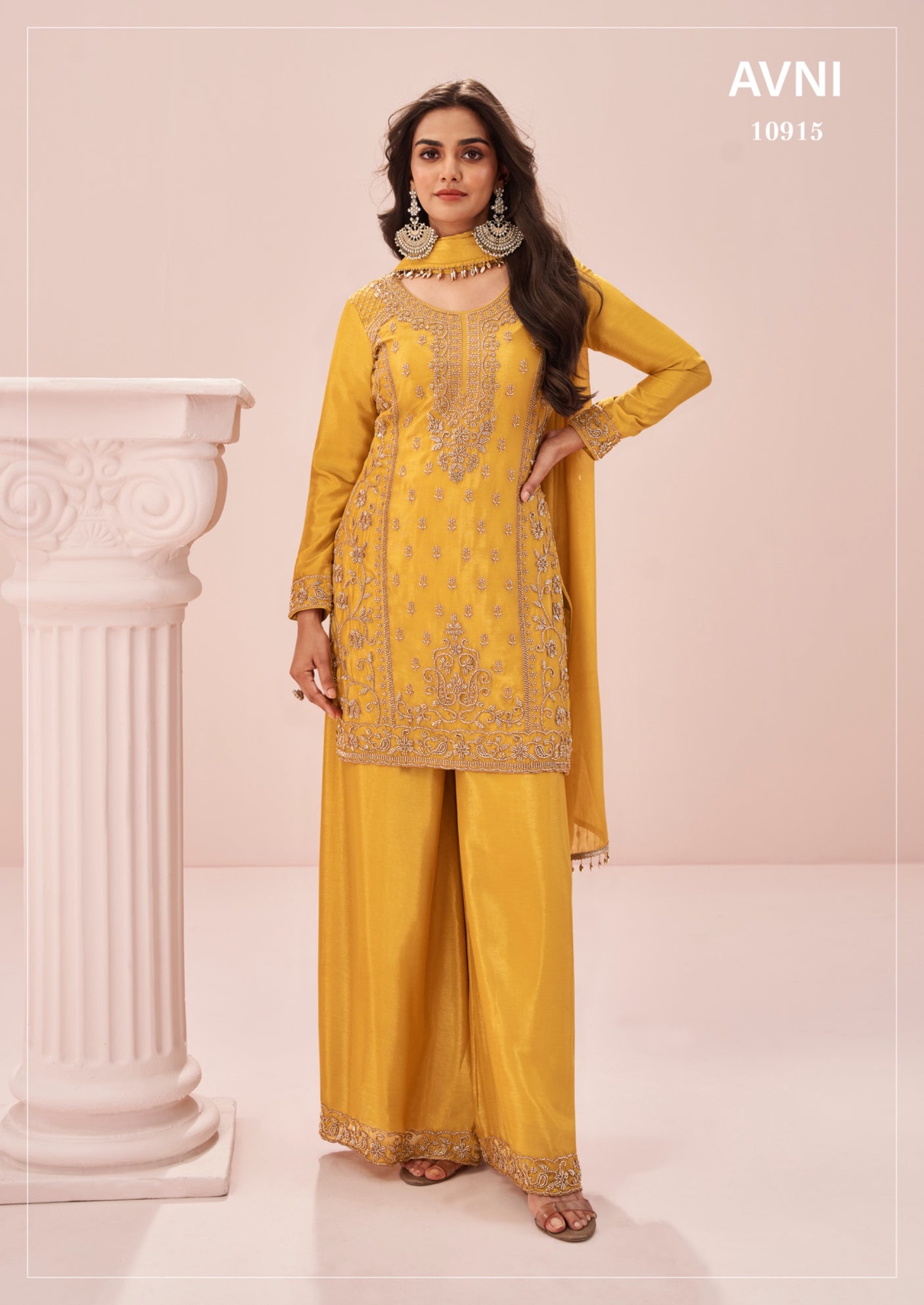 Indian Chinon Silk Sharara Suit