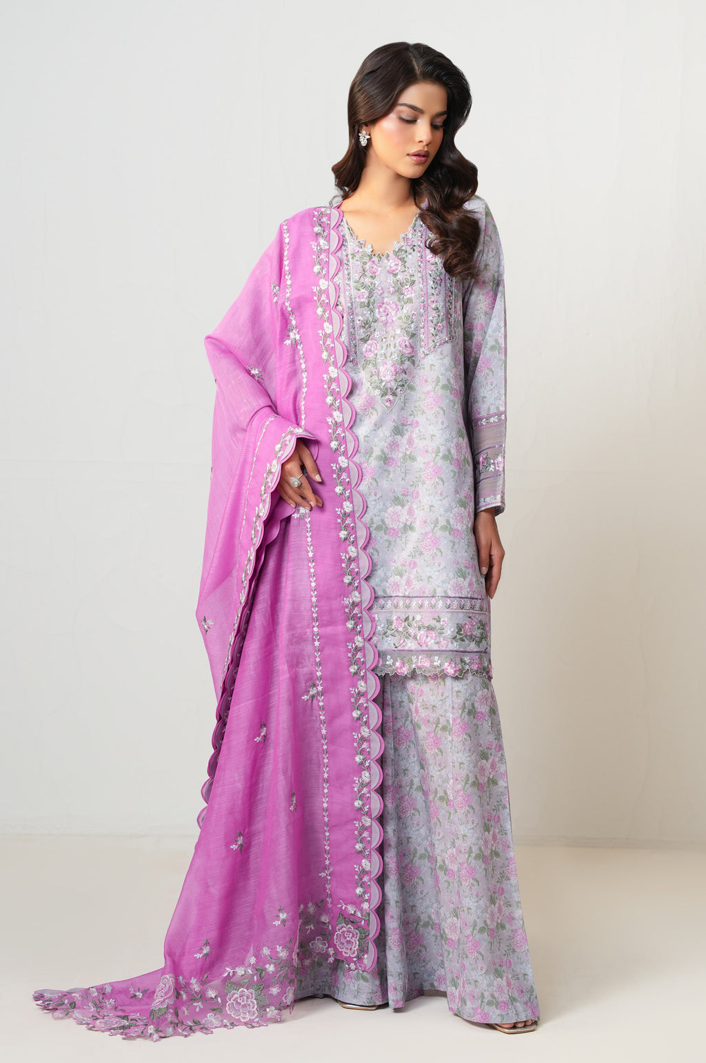 3-PC Embroidered Lawn by Zeen