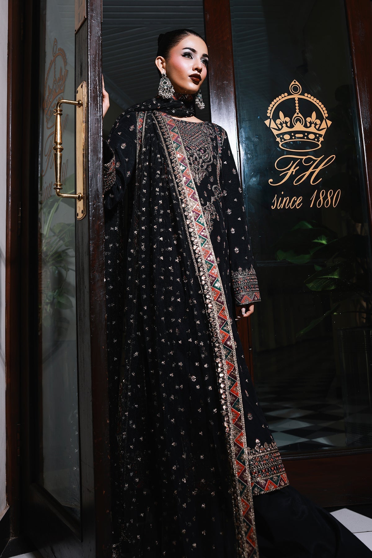 3-PC Embroidered Raw-Silk Suit by Charizma