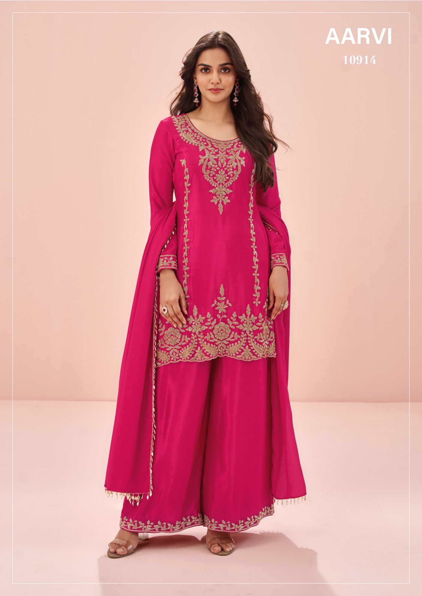 Indian Chinon Silk Sharara Suit