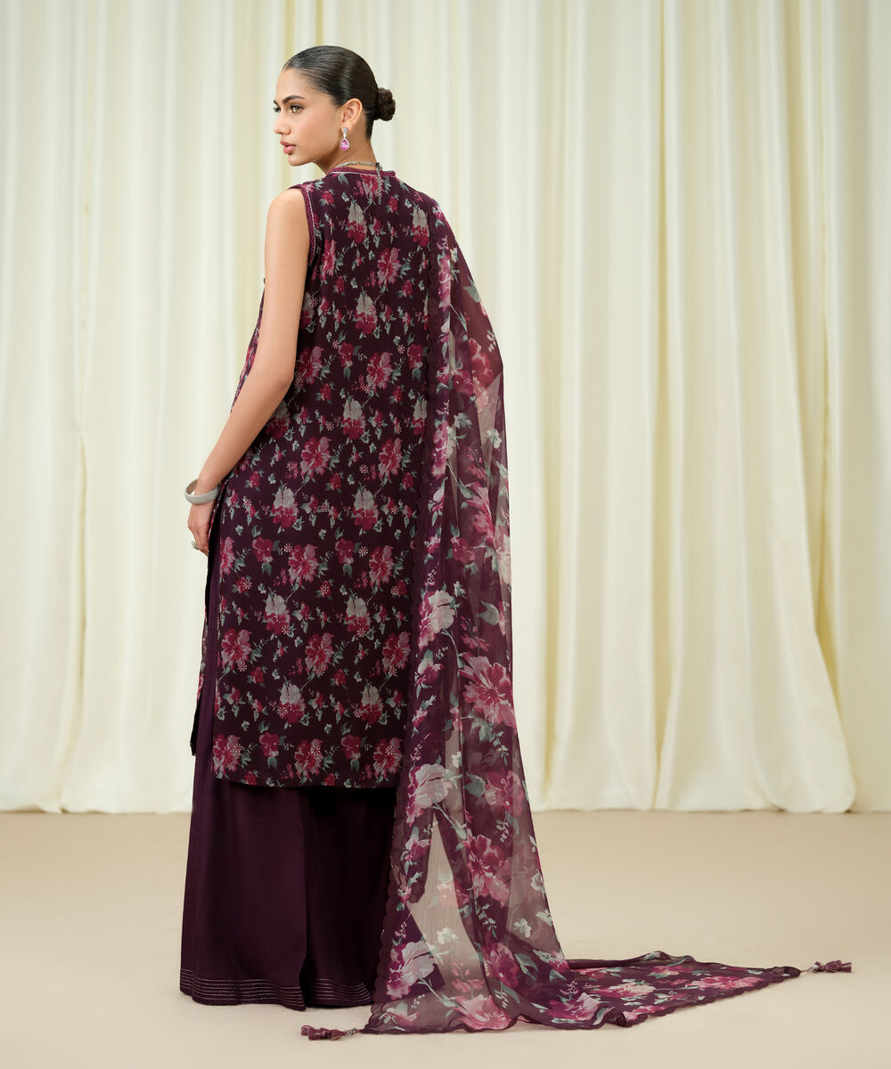 Sapphire Embroidered Chiffon Suit