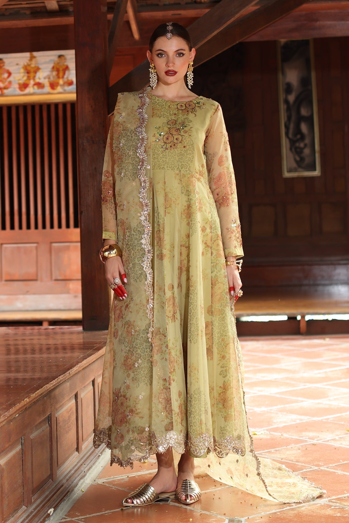 3-PC Embroidered Organza Suit by Charizma
