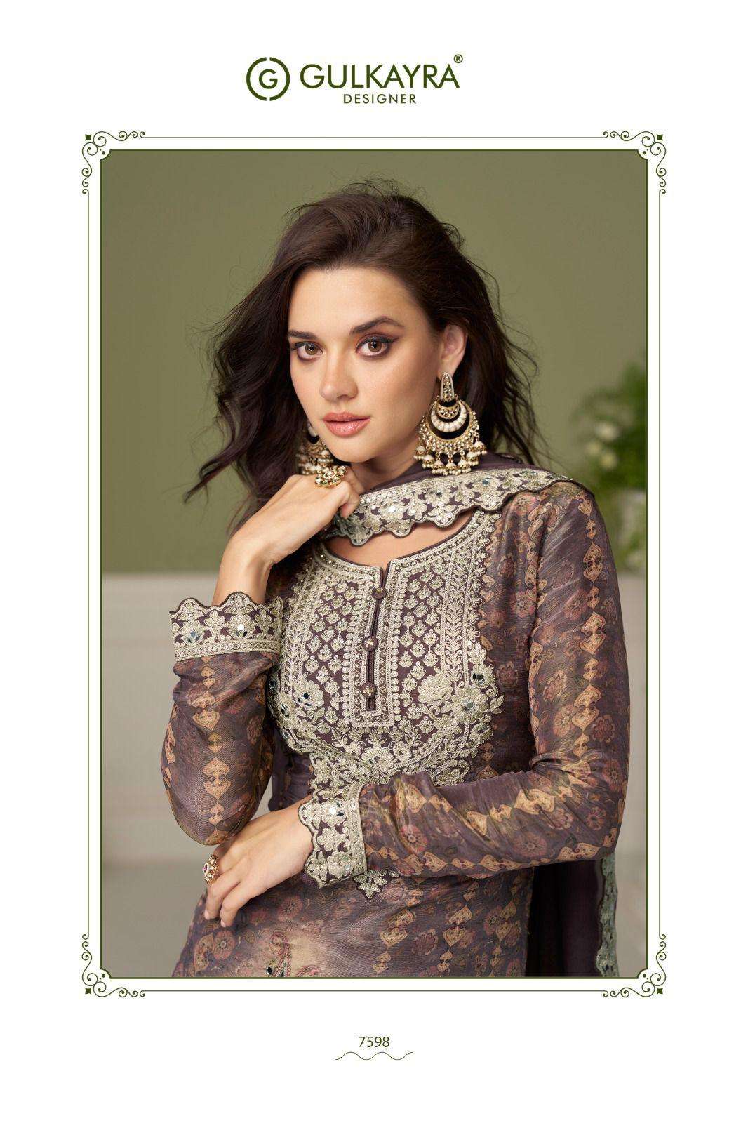 Indian Embroidered Chinon Palazzo Suit