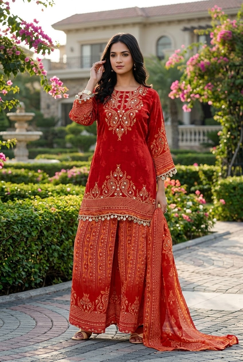 Natura Crape Chiffon Dup Suit