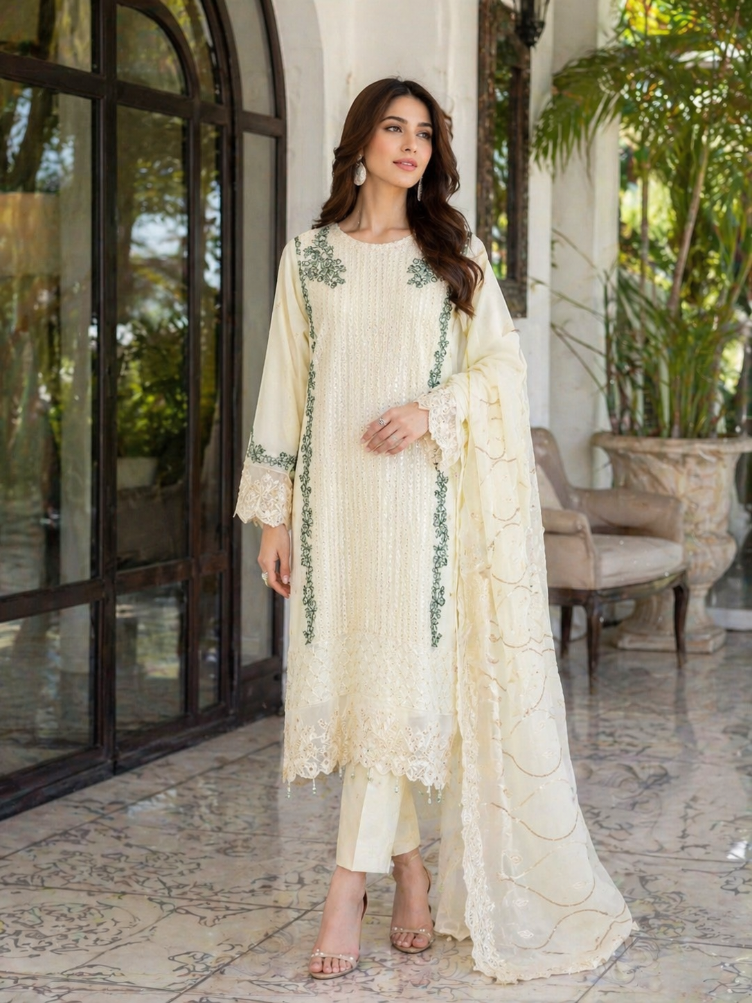 Luxury Chiffon Embroidered Party Wear