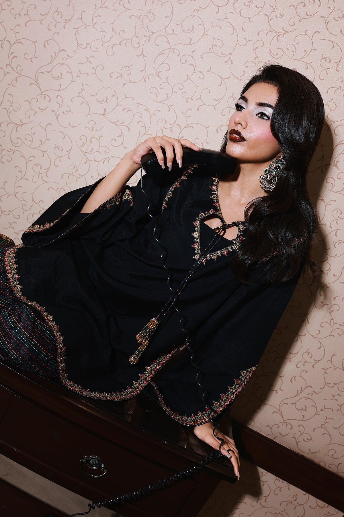 3-PC Embroidered Raw-Silk Suit by Charizma