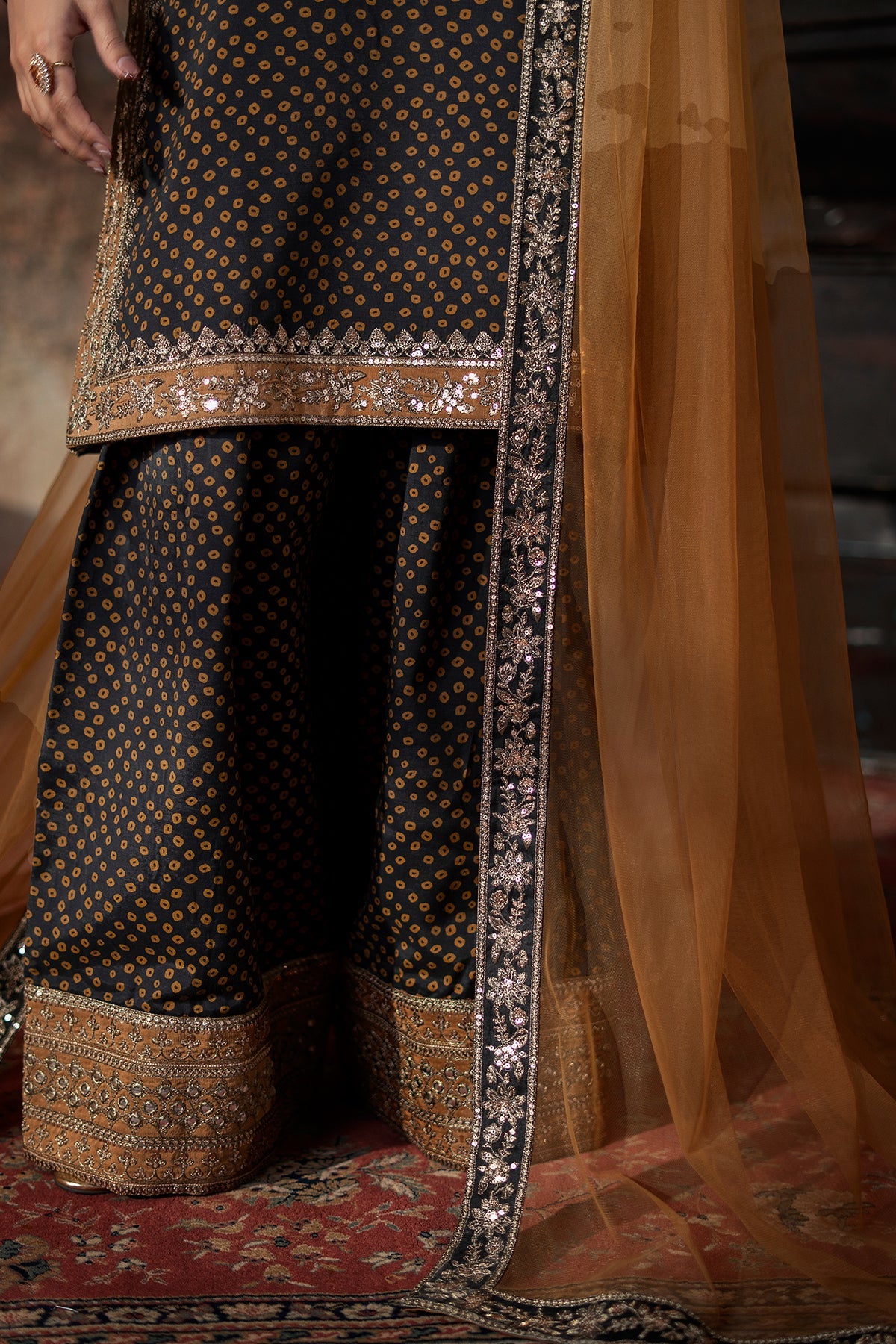 3-PC Embroidered Raw-Silk Suit By Charizma