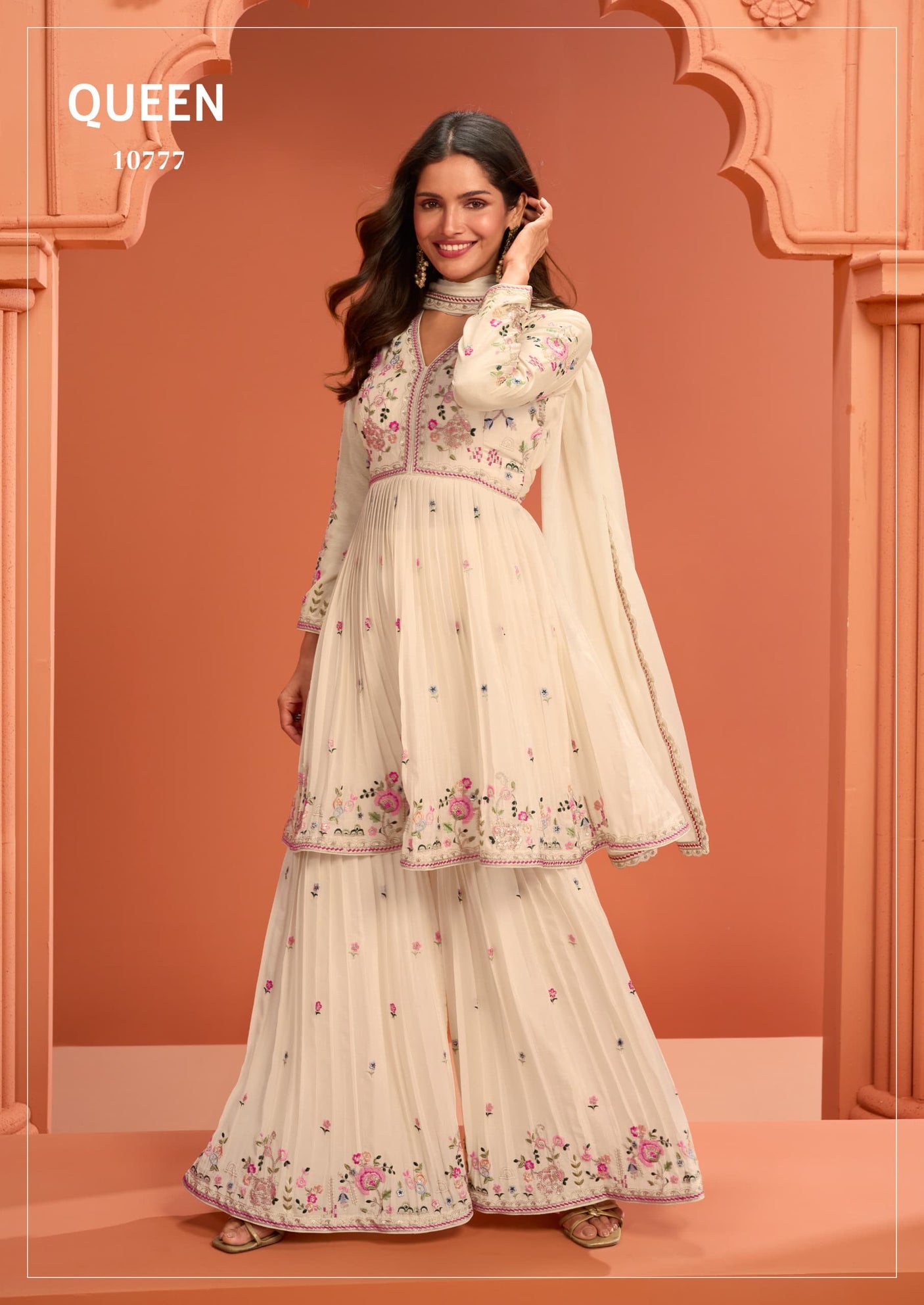 Indian Chinon Silk Sharara Suit