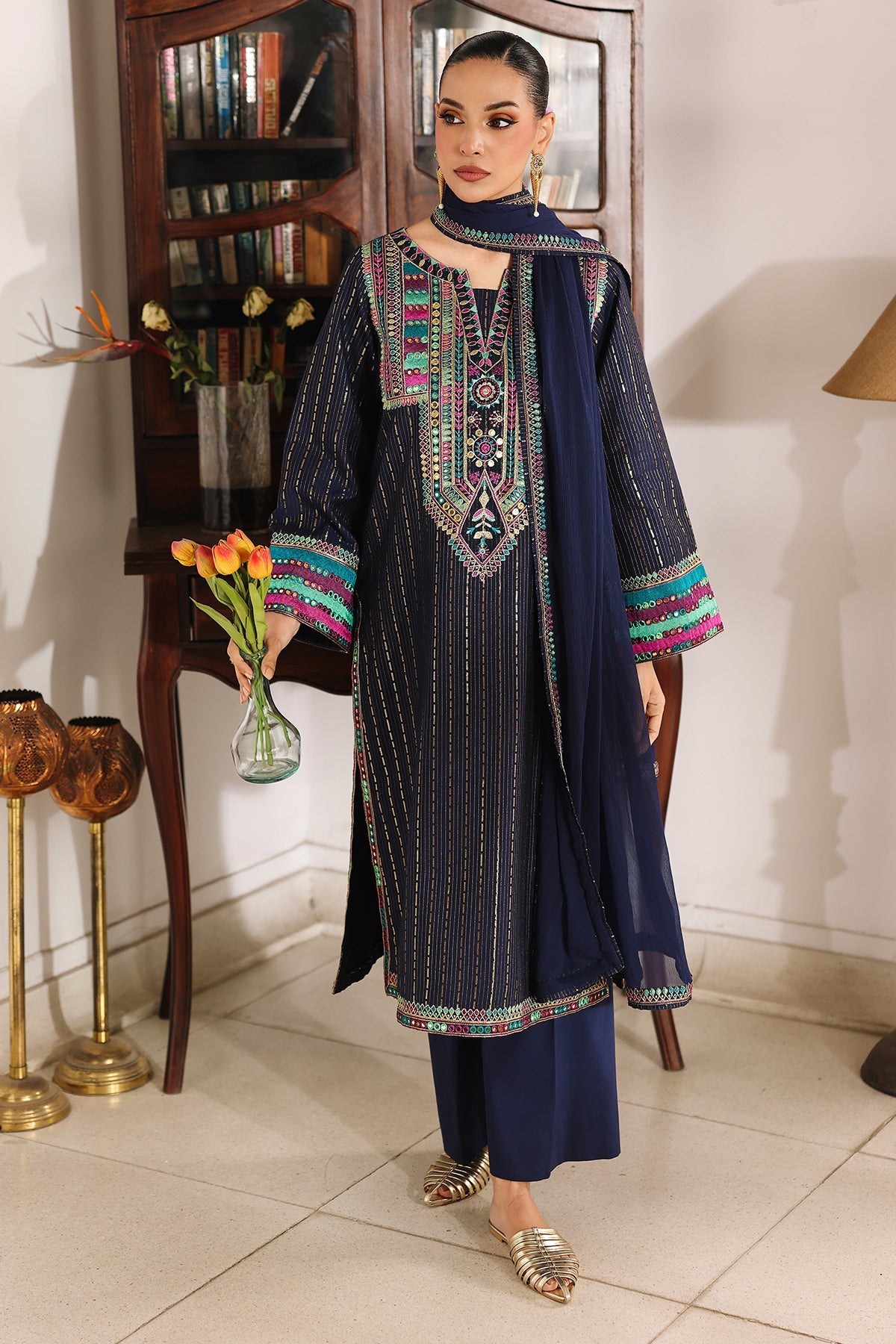 3-PC Embroidered Lawn Suit By Charizma