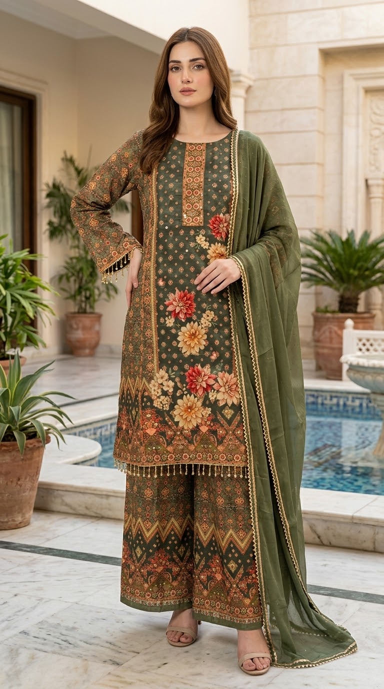 Natura Crape Chiffon Dup Suit