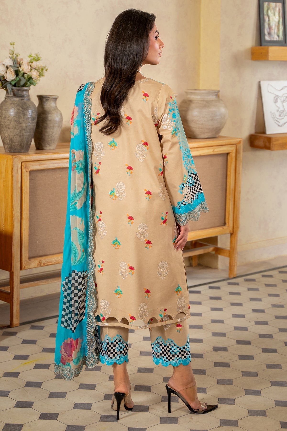 3-PC Embroidered Lawn Suit By Charizma