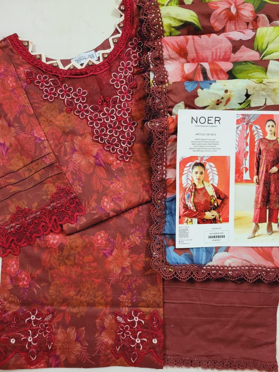 Noer by Gulljee Embroidery lawn