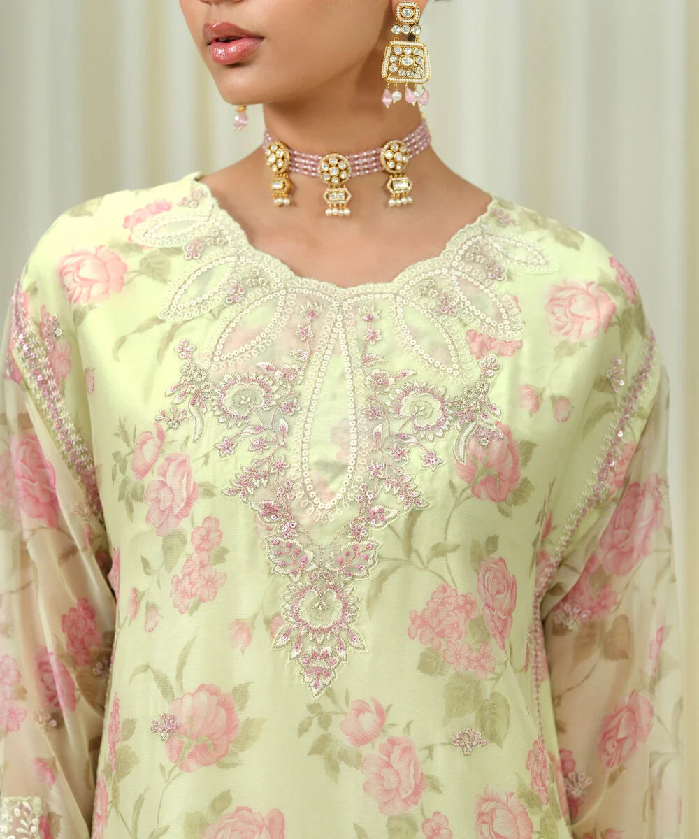 Sapphire Embroidered Chiffon Suit
