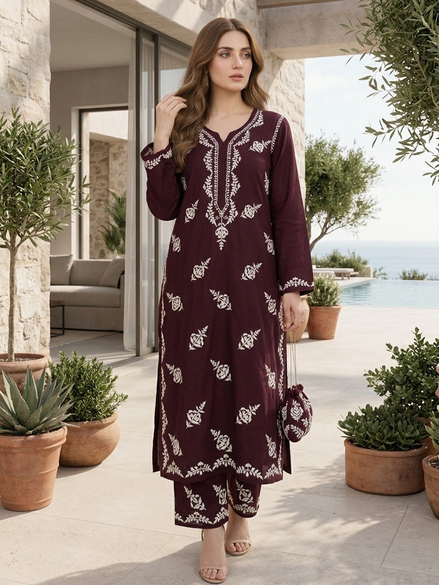 Lucknow 2pc Embroidered Co-Ord Set