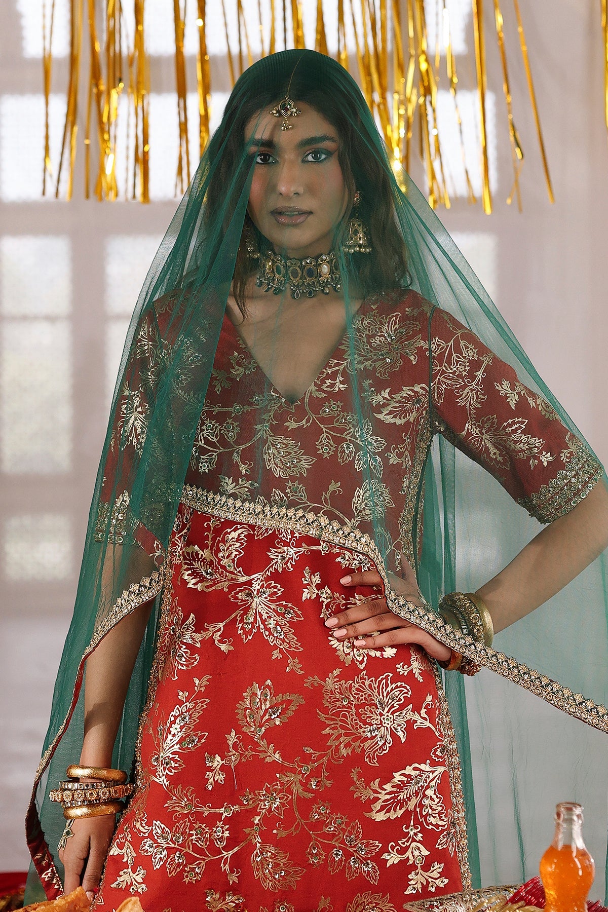 3-PC Embroidered Raw-Silk Suit By Charizma