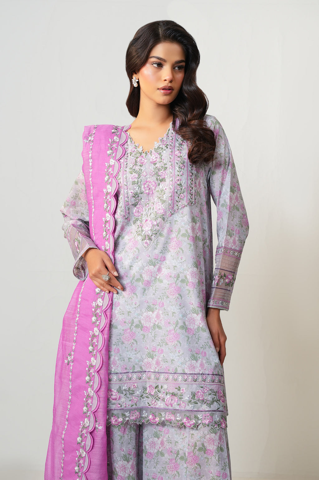 3-PC Embroidered Lawn by Zeen