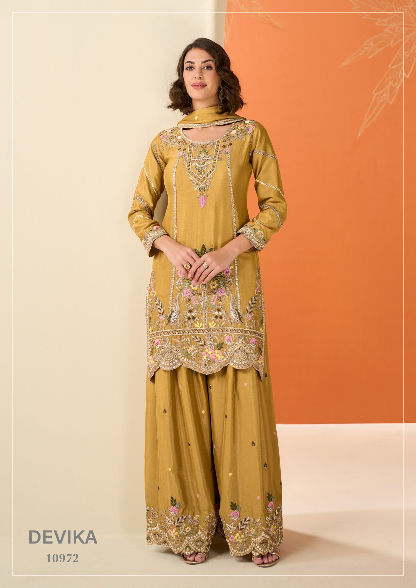 Premium Chinon Silk Sharara Suit