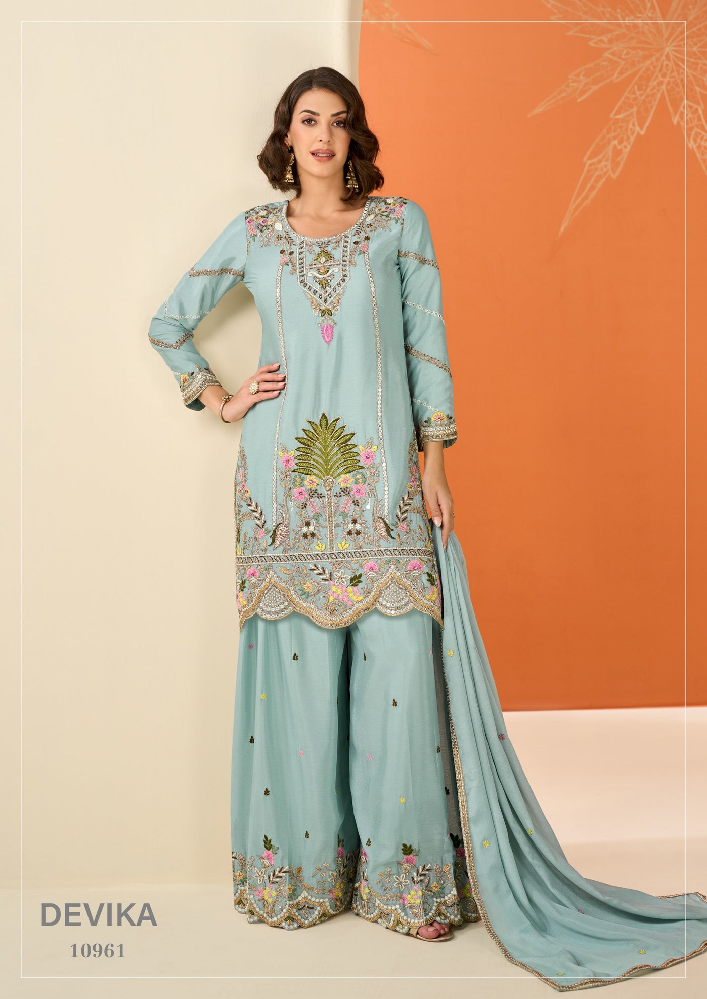 Premium Chinon Silk Sharara Suit