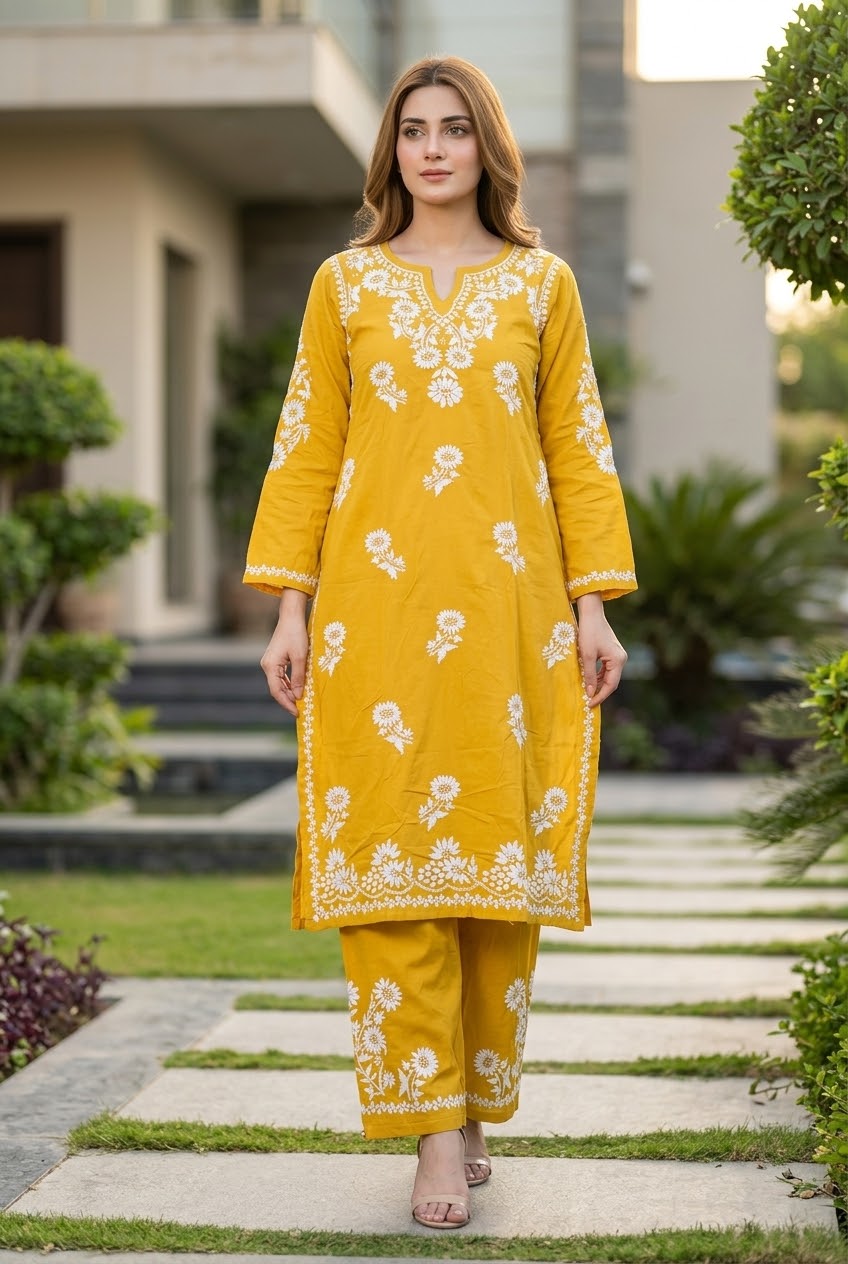 Lucknow 2pc Embroidered Kurti