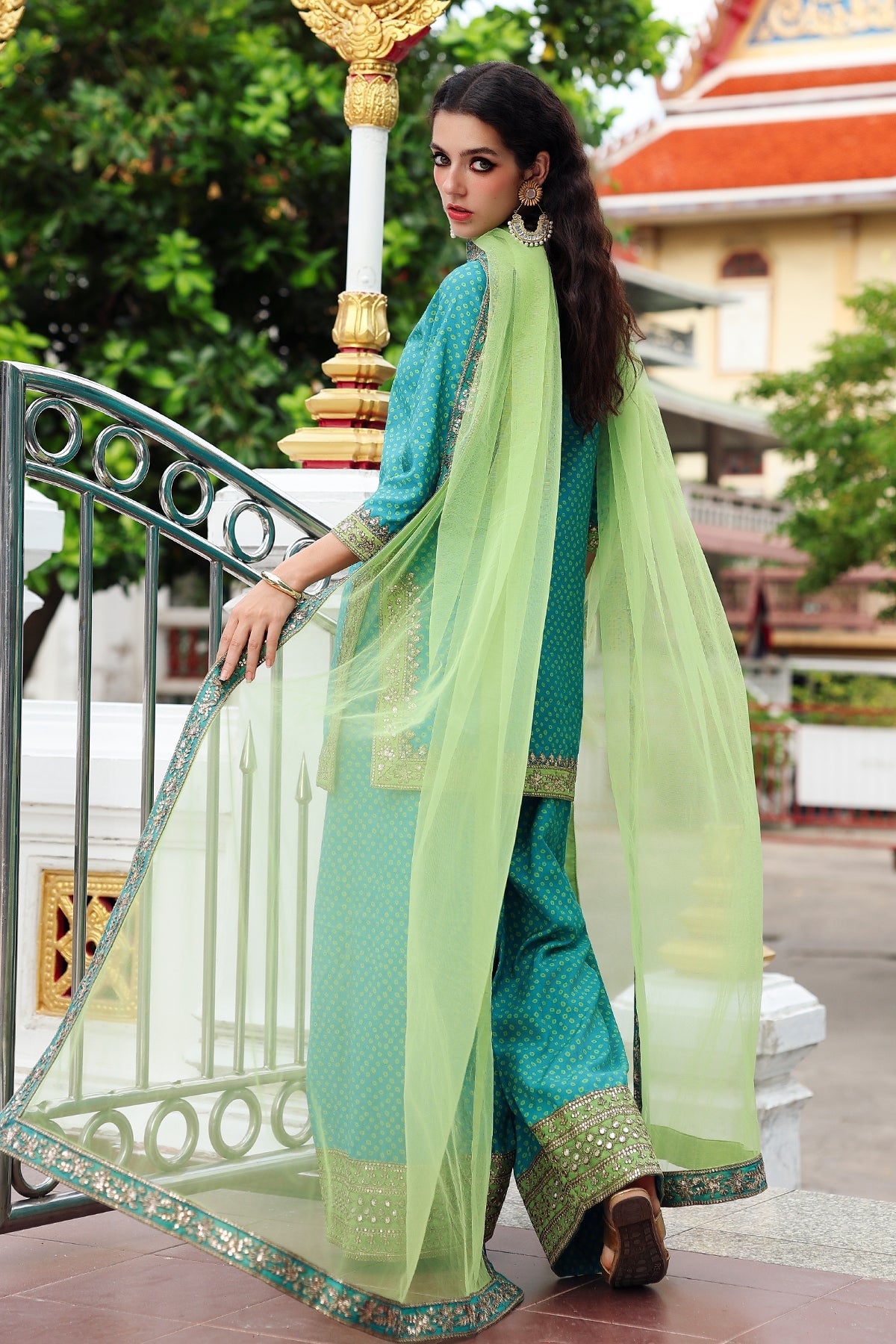 3-PC Embroidered Raw-Silk Suit By Charizma